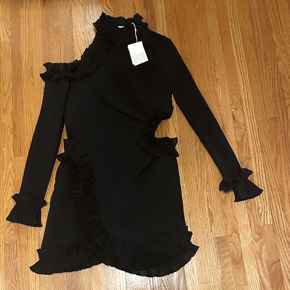 Zimmermann Black Ruffled Long Sleeve Dress - Picture 2 of 10